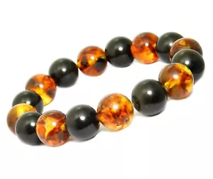Bernstein Armband (Frauen- & Männer) Farben-Kombination: cognac und schwarz - Bild 1 von 1
