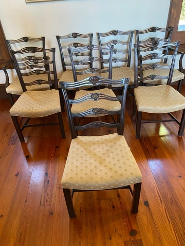 SET OF EIGHT BEAUTIFUL ANTIQUE DINING CHAIRS (2 ARMS) Cover