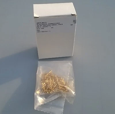 (100) NEW AMP TE 6-66506-1 Sz 20 DF Contact Connector Pins Mil-Spec TYCO gold AU - Image 1 of 3