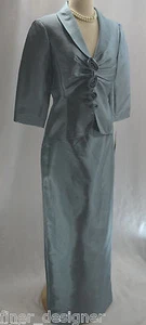 ADRIANNA PAPELL SILK OCCASION FORMAL SKIRT JACKET WEDDING MOB Rosette 8 NWT $230 - Picture 1 of 10