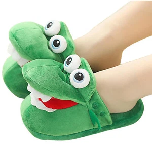 Cartoon Crocodile Cotton Slippers Moving Funny Walking with Open Mouth and Gift - Picture 1 of 11