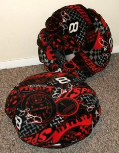 NEW Handmade 2Pc Set Round Fleece Bean Bag Pillow Pillows #8 Earnhardt - Picture 1 of 3