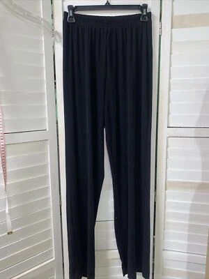 Quacker Factory Black Travel Knit Slinky Pull-On Loose Elastic Waist Pants Small - Image 1 of 4