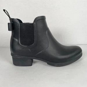 Kate Spade Chelsea Rain Boots Womens Size 7 M Black Pull On Waterproof Shoes - Picture 1 of 10