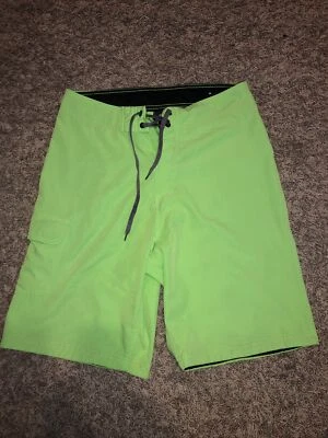 Pantalones Cortos Burnside/Tabla de Carga-Hombres 28-Verde Poli-Neón-Negro Encaje Corbata Frontal Foto 1 de 3