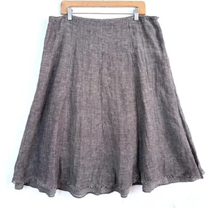 Jupes midi femme Eileen Fisher 100% lin L marron plissé ourlet brut doublé NEUF - Photo 1/7