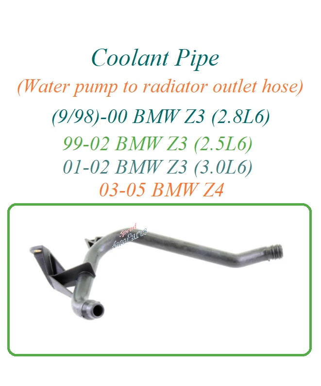 Tubo de refrigerante bomba de agua a manguera de salida del radiador apto 99-02 BMW Z3 03-05 Z4 502525 Foto 1 de 1