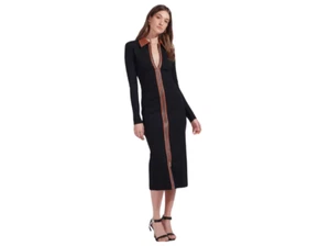 Staud Alfred Midi Dress Black and Brown with Vegan Leather Detail Size Medium - Picture 1 of 5