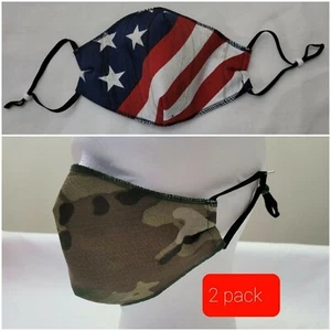 Camouflage face mask & American Flag "2 pack".  Adjustable  - Picture 1 of 6