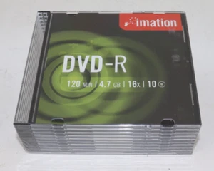 Imation DVD-R Lightscribe 16 x 4,7 Go 120 minutes données vidéo SlimJewel étui pack de 10 - Photo 1/3