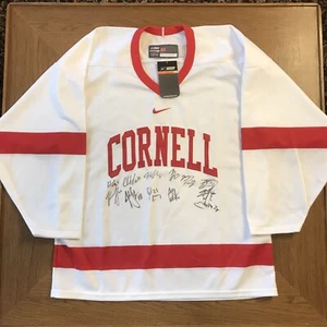 Cornell University Medium Nike Bauer Hockey Jersey White Red SIGNED 2013-14 Team - Picture 1 of 11