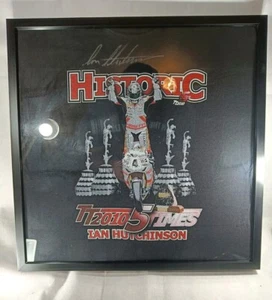 Signed Ian Hutchy Hutchinson Iomtt 5 Times Framed Shirt Poster Photo TT Padgetts - Picture 1 of 4