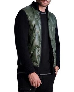 🔥 299 $ KARL LAGERFELD PARIS GESTEPPTE GEFÜTTERTE JACKE COLORBLOCK OLIV SCHWARZ GRÖSSE L🔥 - Bild 1 von 6