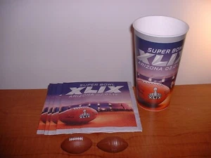 NOS SUPER BOWL XLIX PATRIOTS SEAHAWKS HOLOGRAM LARGE CUP NAPKINS FOOTBALL RINGS - Picture 1 of 7
