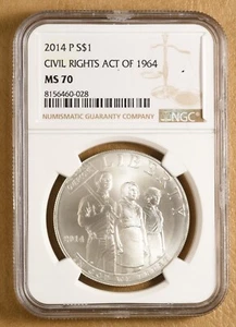 2014 P Civil Rights Act of 1964 Commemorative Silver Dollar NGC MS70 - Picture 1 of 2