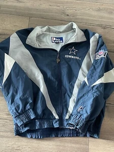 PRO PLAYER NFL DALLAS COWBOYS BLUE WINDBREAKER JACKET SIZE L FITS XL UP  USED - Picture 1 of 5