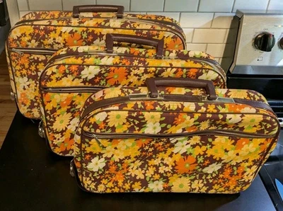 Lote 3 Maleta Boho Floral Rústica Vintage Años 60 Bantam Peters Hippy Única Años 70 Era Foto 1 de 4