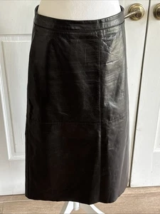 GAP Rock Damen 6 schwarz Leder Midi Vintage Bleistiftrock Y2K 30 Zoll Taille - Bild 1 von 10