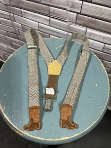 Rising Star Western suspenders cowboy boots adjustable Clips 0 to 12 mo toddler - Picture 1 of 4
