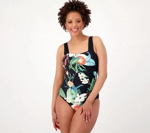 Costume da bagno Jantzen Glamour con spalline regolabili pezzo unico BotanicalBeauty 10 nuovo - Foto 1 di 2