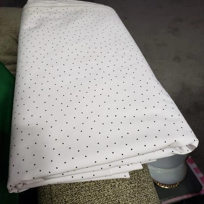 Vtg Cotton White Background Mini Black Polka Dots 43" W X 96" L New Clean Nice! - Image 1 of 4