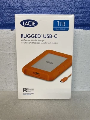 LaCie 1TB Rugged USB-C Portable Storage Drive Model STFR1000800 New Sealed - Image 1 of 4