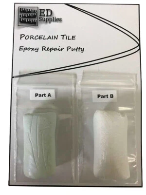 ED SUPPLIES 38G gris claro. Masilla de reparación epoxi para azulejos de porcelana de piso y pared - astillas, rotas.