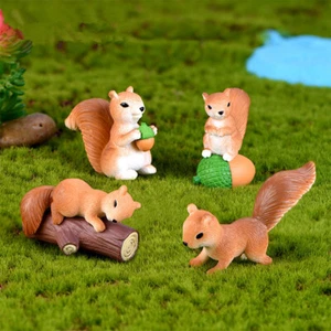 4Pcs Cute Mini Squirrel Animal Miniature Figurines Fairy Garden Ornaments Decor - Picture 1 of 10