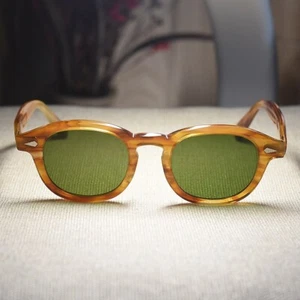 Occhiali da sole verdi vintage uomo Johnny Depp occhiali biondi lenti in vetro verde grandi - Foto 1 di 7