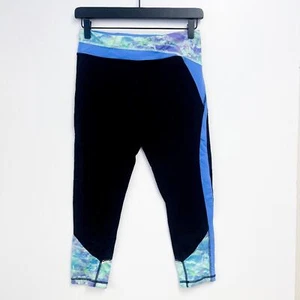 Ivivva | Girls 21” Crop Leggings Black Blue Trim | 14 - Picture 1 of 10