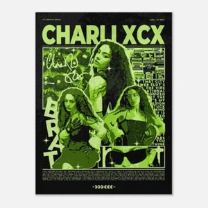 Charli XCX Brat Poster Music Graphic Print  Green  Black, Music Poster, 2025 - Picture 1 of 5