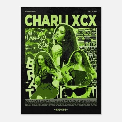 Charli XCX Brat Poster Music Graphic Print  Green  Black, Music Poster, 2025 - Image 1 of 4