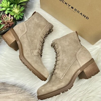 NUEVO EN CAJA Lucky Brand Diedrah suela aceitada gamuza con cordones botas de combate Dune 9M Foto 1 de 4