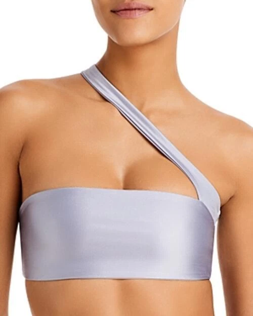 Top de bikini asimétrico con halo de natación de jade periwinkle talla S Foto 1 de 1