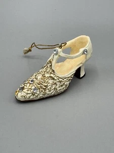 Art Shoe Ornament Victorian Cream Floral Style Figurine READ DETAILS - Picture 1 of 4