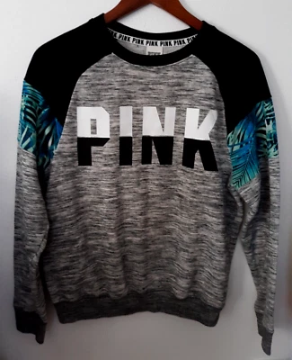 Suéter cuello redondo LOGO ROSA by Victoria's Secret gris blanco para mujer talla XS Foto 1 de 3