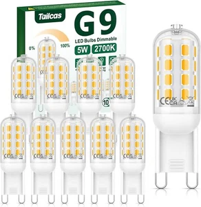 Tailcas LED Bulbs G9 5W 450Lm 2700K Warm White Dimmable Pack of 10 - Picture 1 of 3