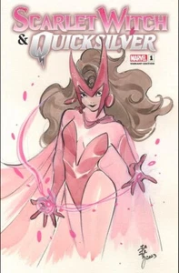 SCARLET WITCH & QUICKSILVER #1 - PEACH MOMOKO TRADE VARIANT MARVEL 2024 NM+ - Picture 1 of 4