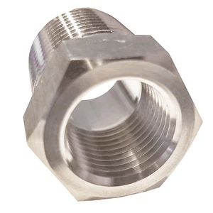 HFS(R) 1/4" Male NPT to 1/8" Female NPT Hex Reducing Bushing Stainless Steel 304 - Picture 1 of 2