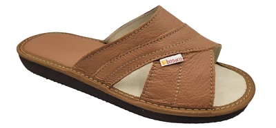 Zapatillas de cuero marrón para mujer zapatos de casa de cuero genuino suaves nuevas Bosaco Foto 1 de 4