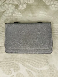 Estee & Lilly Silver Mesh Flap Magnetic Snap Closure Envelope Clutch Crossbody - Picture 1 of 5