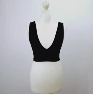 Urban Outfitters - Canotta Josie a costine con scollo a V ritagliato - Nero - Medium - Foto 1 di 6
