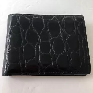 Billetera plegable negra SWANK Gator cuero de vaca para hombre nueva sin etiquetas - Imagen 1 de 7