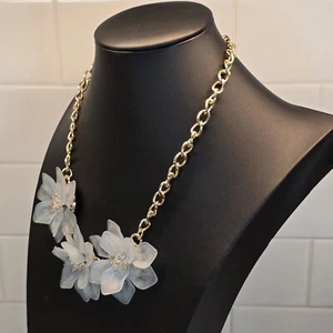 Vintage Acrylic Blue Gray Gold Tone Chain Team Boy 17 -20" - Picture 1 of 7
