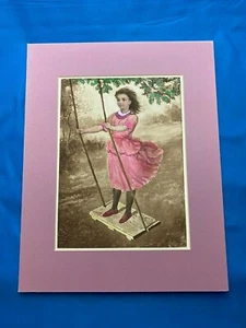 Antiker amerikanischer Druck von H. Winthrop Pierce IN THE SWING HANDCOLORED - Bild 1 von 4