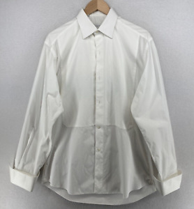 ERMENEGILDO ZEGNA Tuxedo Shirt Mens 39/15.5 Dress French Cuff White Italy