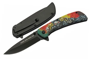 Spring-Assist Folding Knife COME AND TAKE EM Skull Reaper Black Blade Red - Imagen 1 de 4