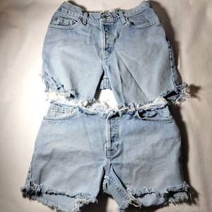 2 Vintage Gap Blue Light Wash Cut Off Jeans kurzer Knopffliege Damen Größe 4 normal - Bild 1 von 23