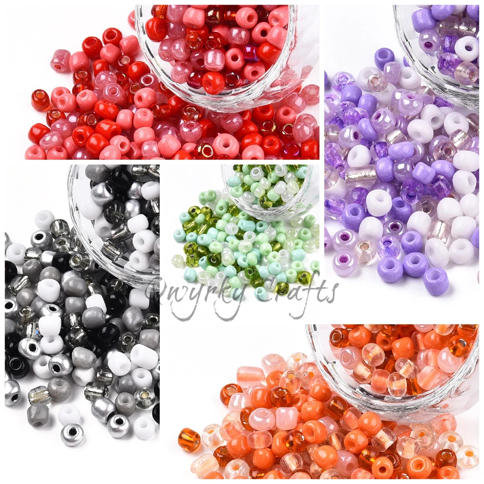 Glass Seed Bead Mix 6/0 4mm Opaque Shiny Choice of Colours 50g Pack - Image 1 of 1