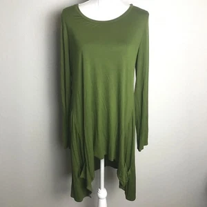 LOGO Lori Goldstein Tunika olivgrün 3/4 Arm Viskose Haifischbiss Saum Taschen S - Bild 1 von 8